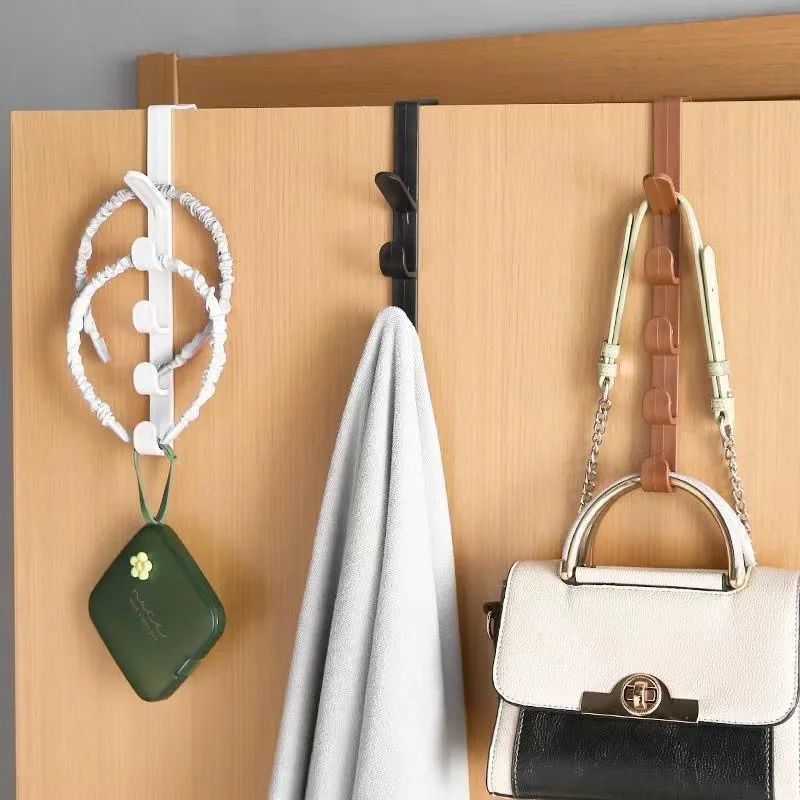 

1pc Bedroom Door Hanger Clothes Hanging Rack Over The Door Plastic Home Storage Organization Hooks, Purse Holder For Bags Rails