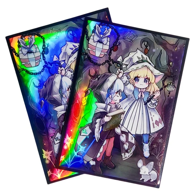 50Pcs/Set Yu Gi Oh Cards Sleeve White Woods Risette Asteria Anime Game Laser Version Colorful Card DIY Toy Gift Protective Cover