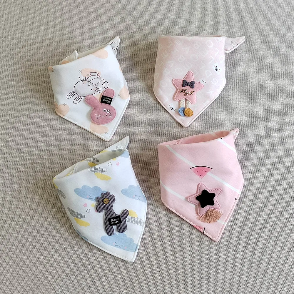 4 Pieces Baby Boy Bibs Cotton Triangle Soft Saliva Towel Baby Girl Feeding Apron Bandana Bibs Set Newborn Accessories