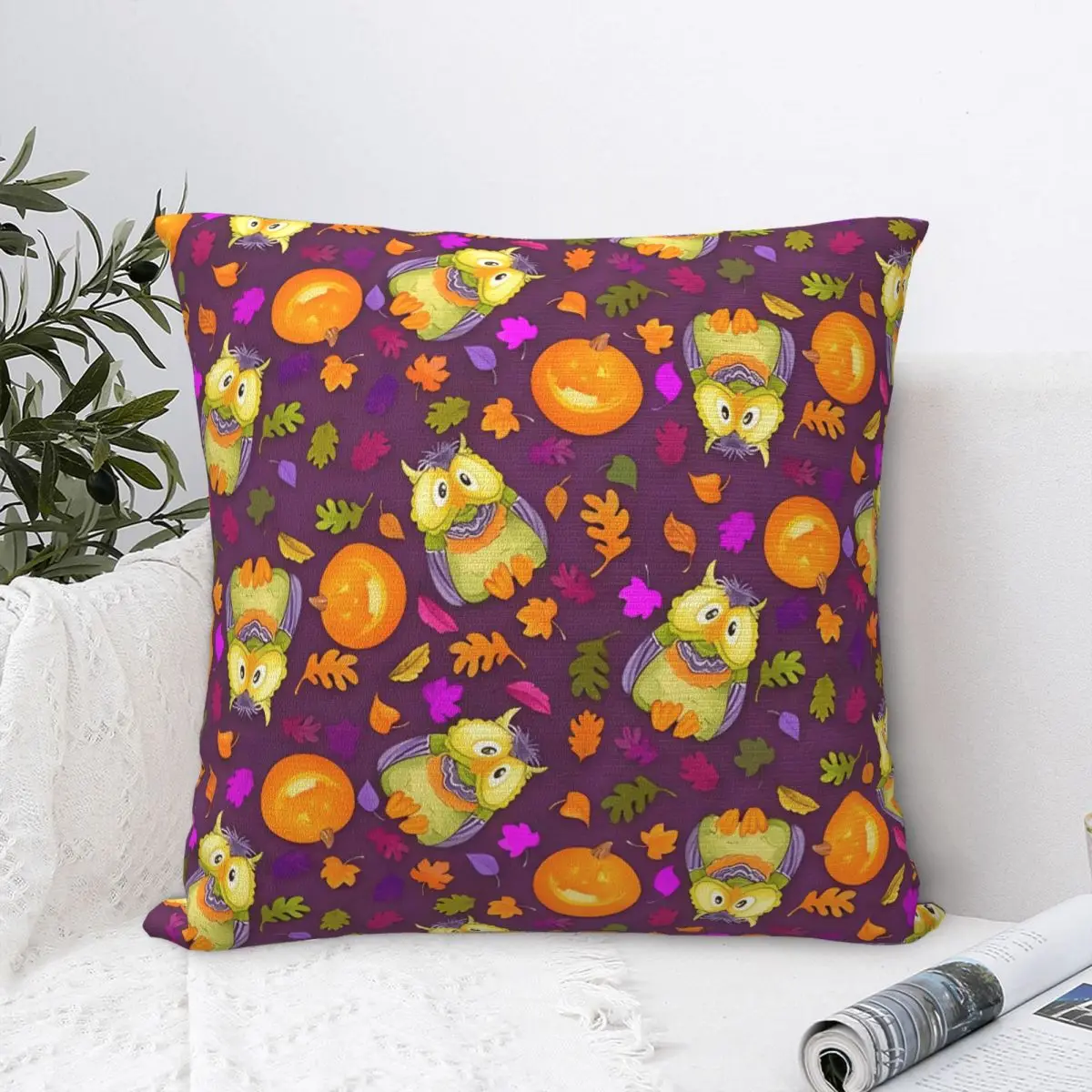 

Pillow Cover Spooky Halloween Pumpkins Custom Cushion Cover Retro Trendy Pillow Case For Chair Sofa Home Decoration Pillowcases