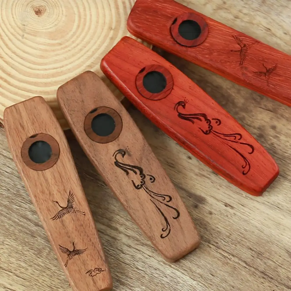 Mouth Harmonica Creative Wooden Kazoo Professional Easy To Learn Accompaniment Kazoo Smooth with Lanyards Wind Instrument Gift