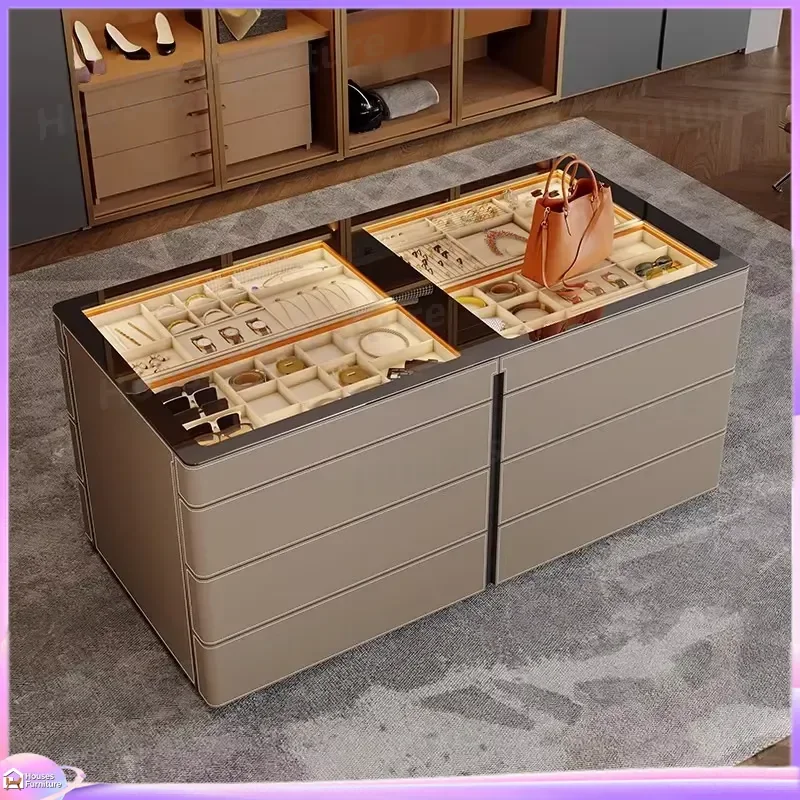 Modern Shoe Cabinet with LED Lights Multi Layer Storage Rack for Beauty Cosmetics Nail Products Display Case Home Organizer