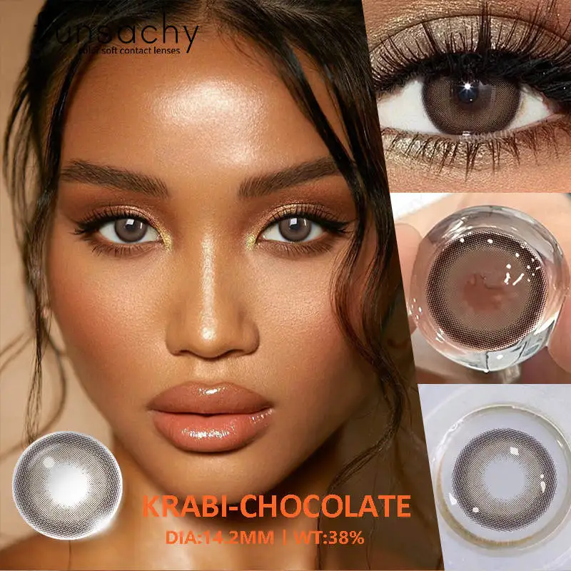FUNSACHY 1 Pair Natural Fashion Colored Contact Lenses for Eyes Brown Pupils Gray Contact Lenses Cosmetic Lens New Pupil Yearly