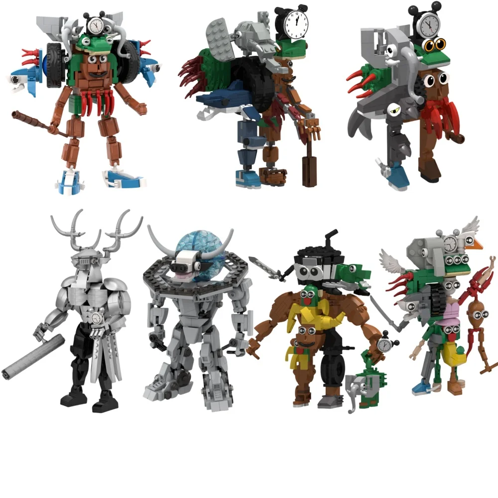 أنيمي Shanhaijing تونغ تونغ الصحور عصا خشبية الناس تمرير مجردة اللبنات هدية لعبة حلية الطوب دمية نموذج