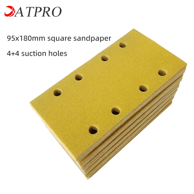 95x180mm Square Sandpaper 4+4 Vacuum Hole Dry Grinding Sandpaper Flocking Self-adhesive Square Grinding Disc Car Polishing