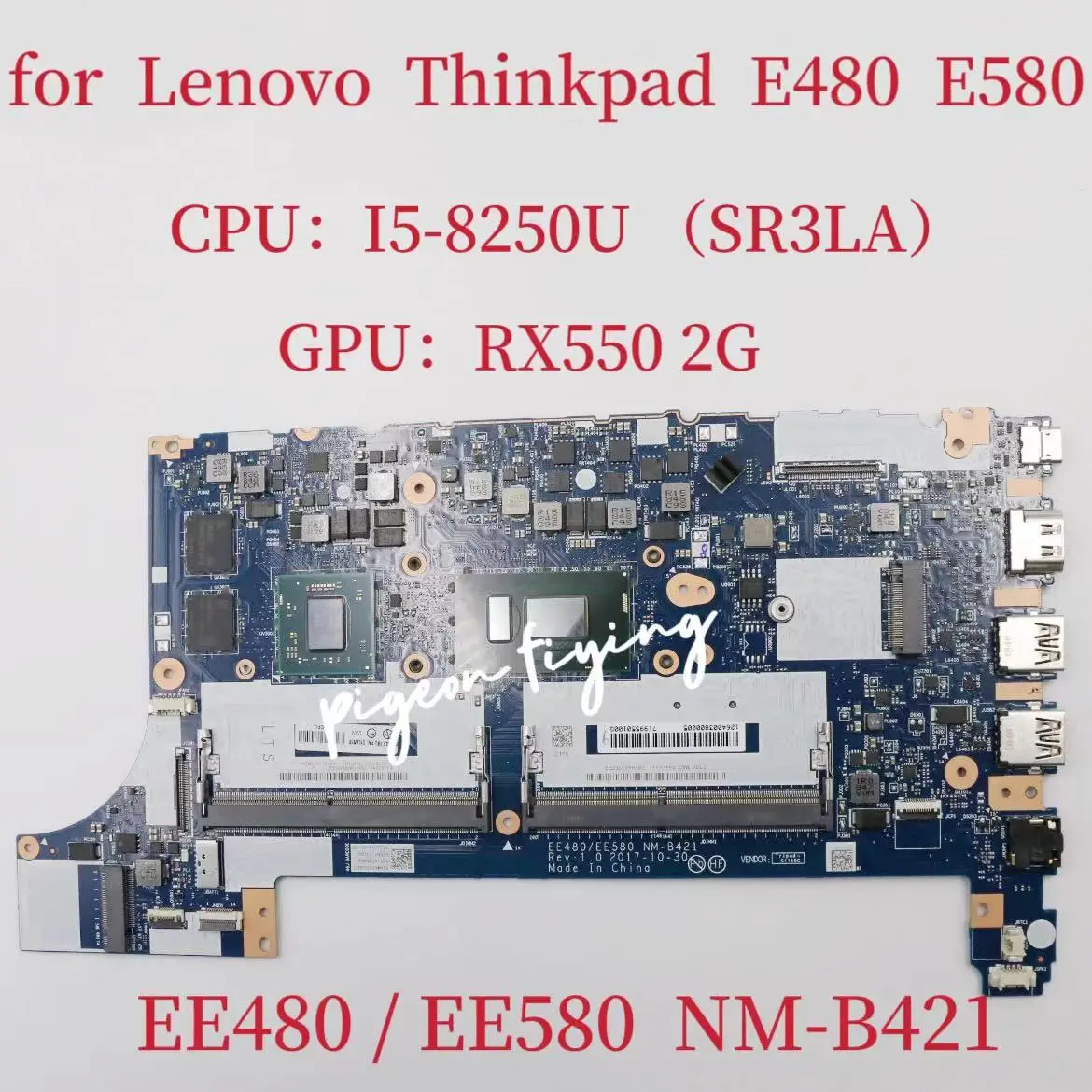 

EE480 EE580 NM-B421 для ноутбука Lenovo Thinkpad E580 E480 R480, материнская плата для процессора, графический процессор RX550 2G FRU 01LW918 100%, тест ОК