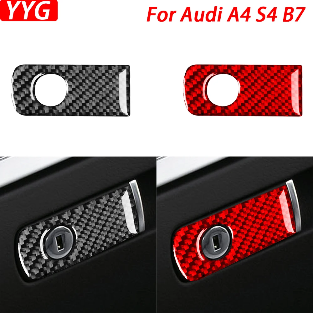 

For Audi A4 S4 B7 2005-2008 Car Accessories Carbon Fiber Copilot Storage Box Handle Panel Cover Interior Sticker Modification