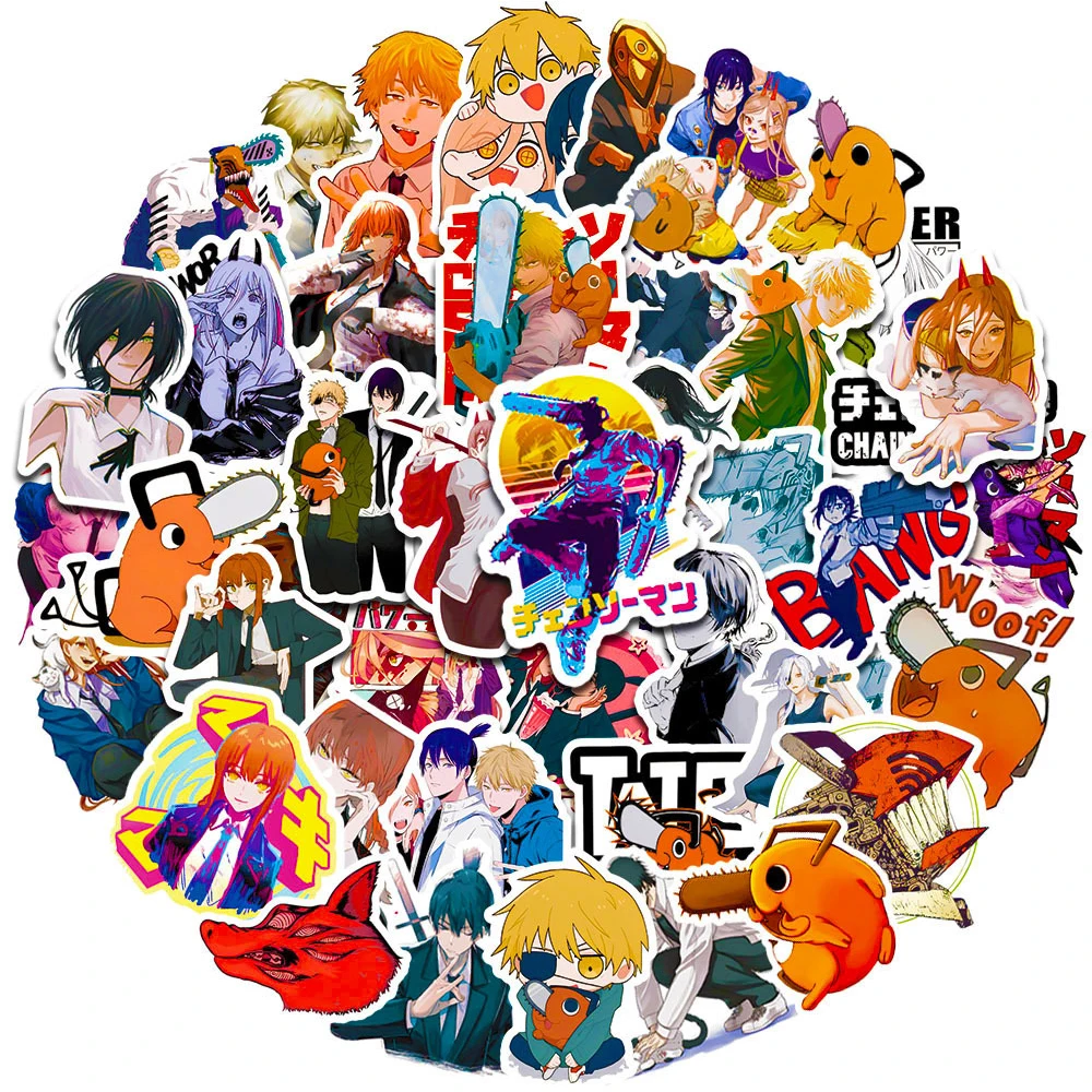 10/30/50 Stück Anime Chainsaw Man Aufkleber Coole Denji Makima Cartoon-Aufkleber Wasserdicht DIY Handy Auto Coole Manga Graffiti Sticker