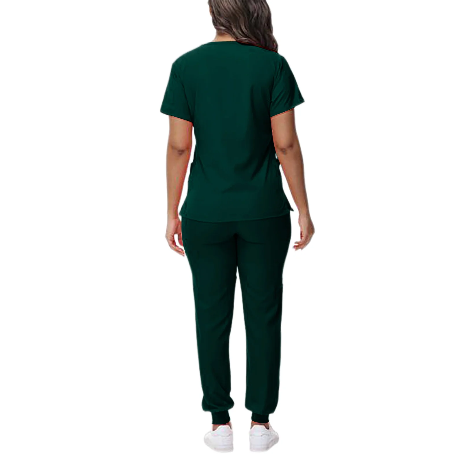 Set scrub da infermiera da donna con scollo a V manica corta pantaloni da jogging multitasche multicolori abbigliamento da lavoro professionale accogliente medico