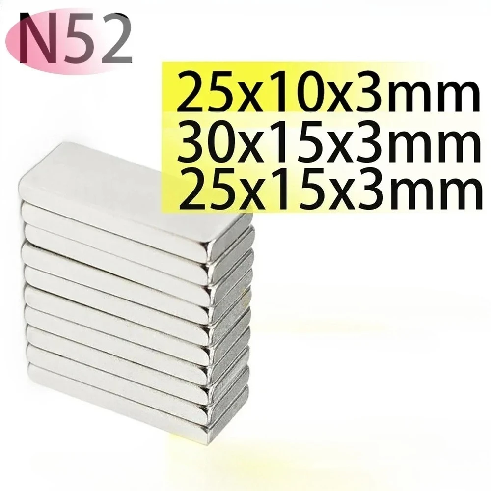 N52  25x10x3 30x15x3 magnets powerful Bar fridge magnets motor ebike strong standard neodymium  For Refrigerator,Office, DIY