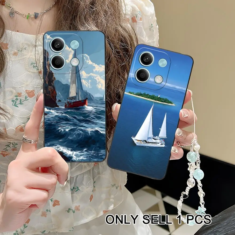 

Pretty Sailboat Phone Case for POCO F8 F7 F6 F5 F4 F3 F2 Pro GT C75 C71 C65 C61 C40 Pro Ultra Soft TPU Shockproof Cover