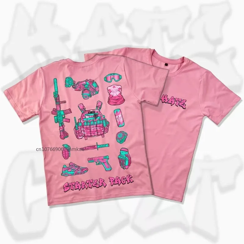 

Ins Tide Brand Personality Pattern Printing Five-minute Sleeve Men Women Highquality Thickened T-shirt Loose Couple Short Sleeve