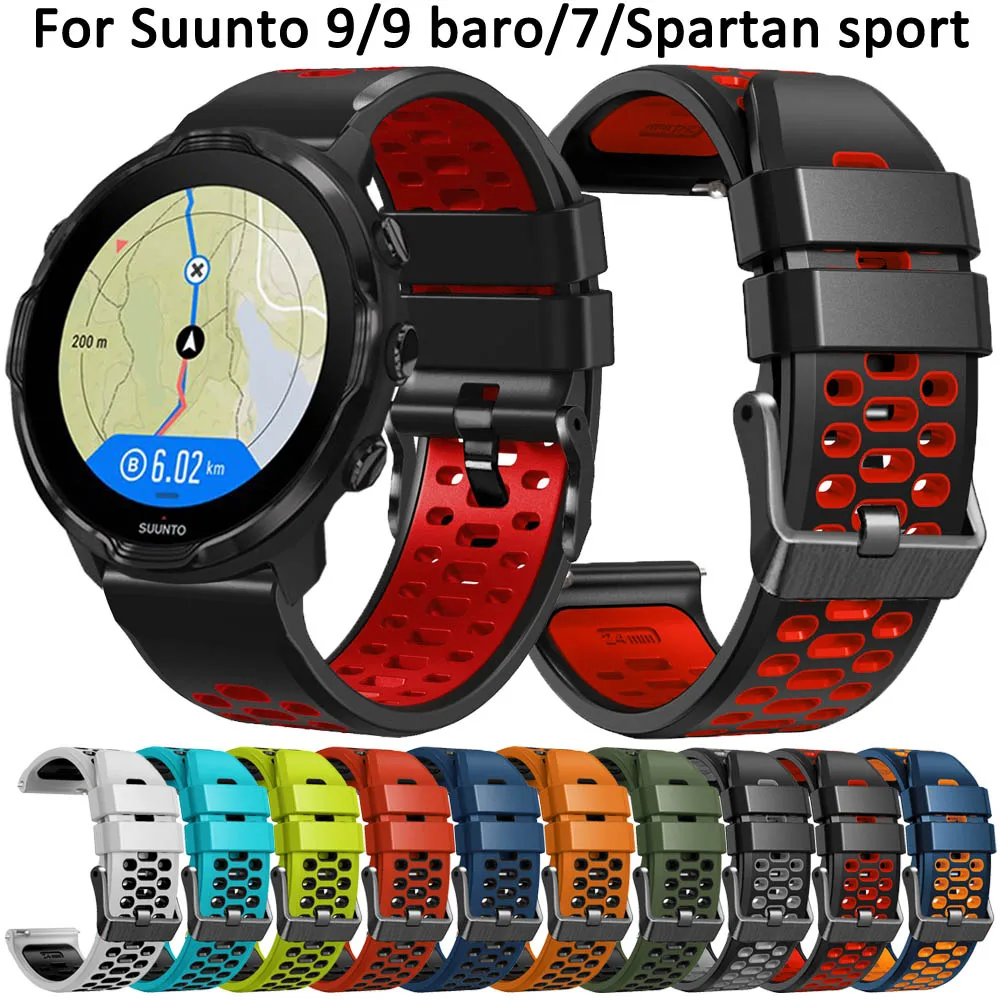 24mm Silicone Strap For Suunto 7 9 D5 Smart Watch Band for Suunto Spartan Sport Wrist HR Baro Wristband Bracelet Correa Replace