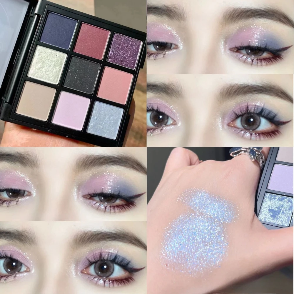 9 Kleur Glitter Matte Parelmoer Neus Oogschaduw Palet Gezichtsmake-Up Driedimensionale Verhelderende Vrouwen Make-Up Schoonheidstools