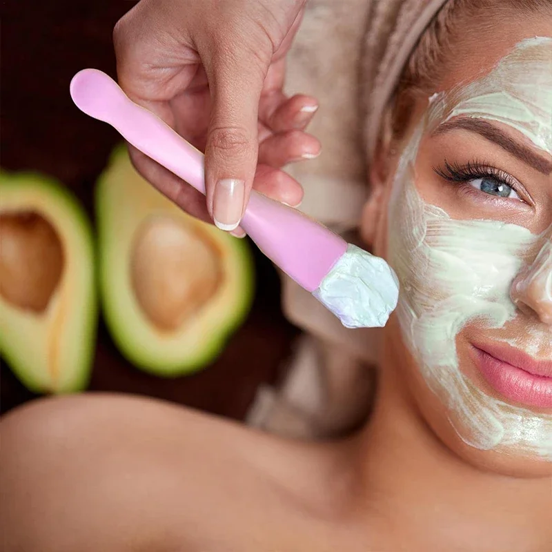 Cepillo de silicona para mascarilla Facial, cabezal suave con raspador de limpieza facial, cepillo de película de barro integrado de doble uso, herramienta de máscara de belleza de película DIY