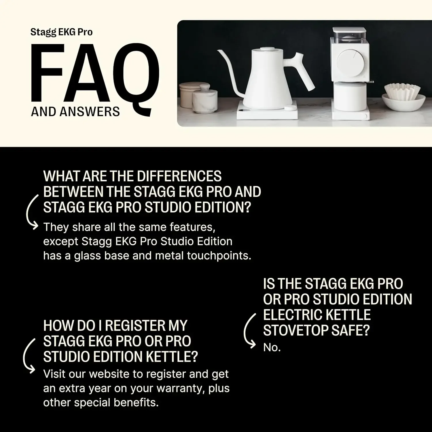 Stagg EKG Pro Electric Gooseneck Kettle - Pour-Over Coffee and Tea Pot, Stainless Steel, Quick Heating, Matte White, 0.9 Liter