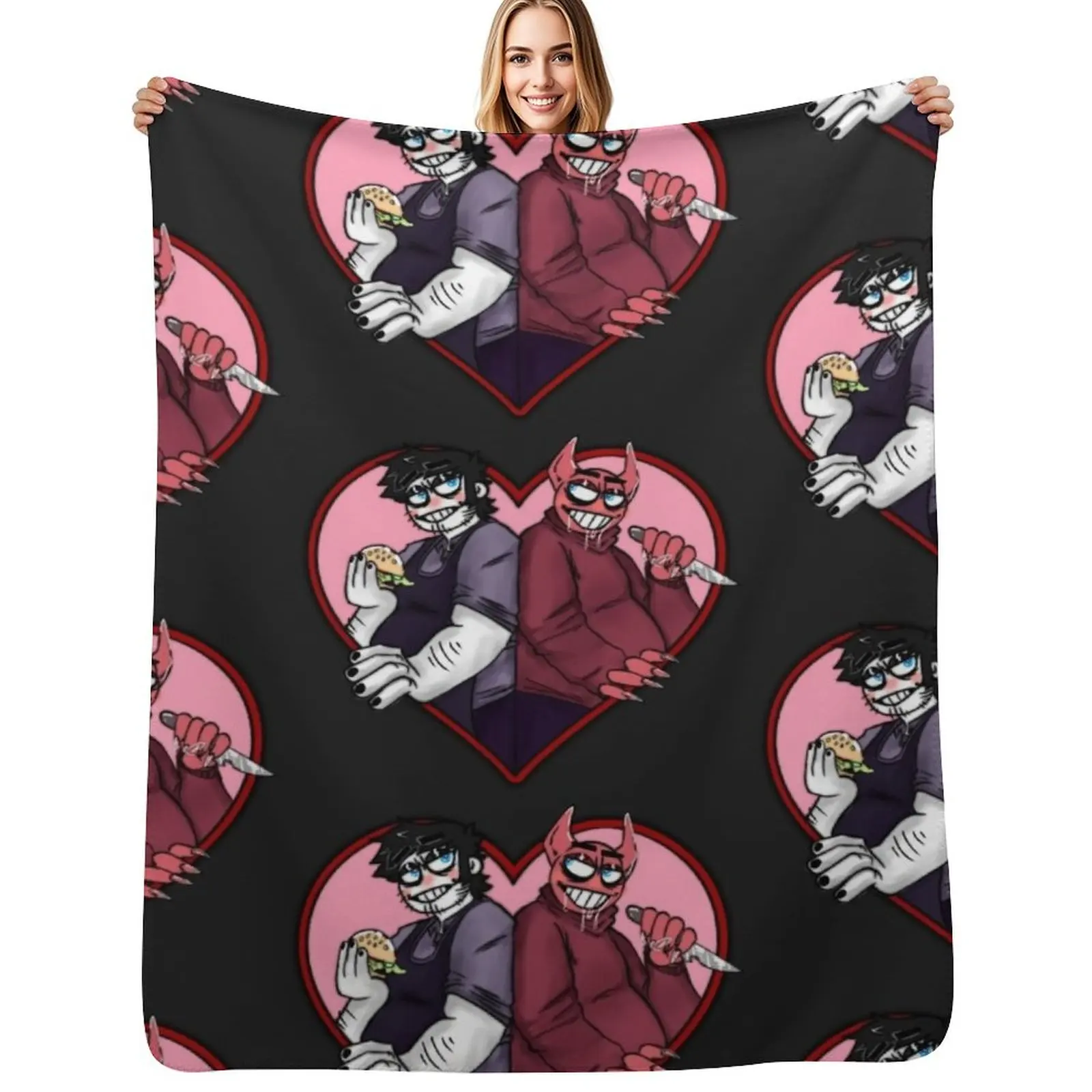 

Bob Velseb Heart Throw Blanket Warm Napping Blanket for Office Couch Bed