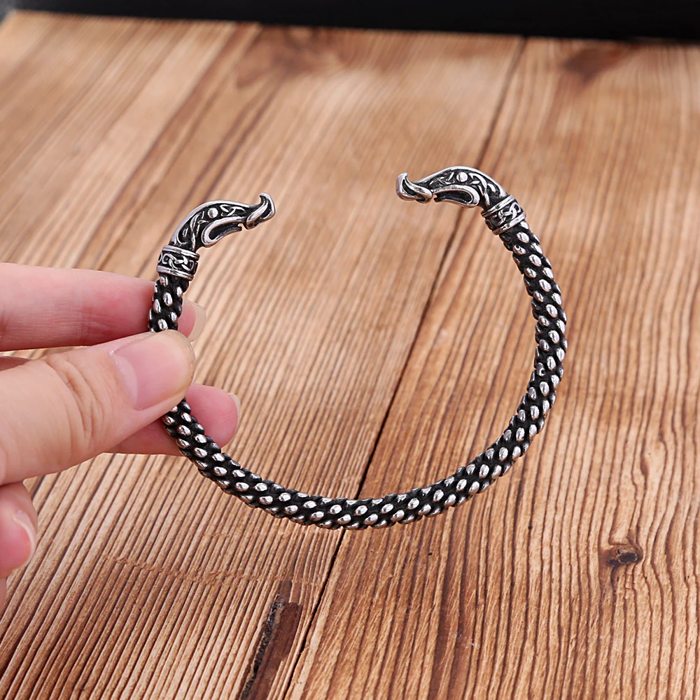 Retro Viking Snake Bracelets Punk Stainless Steel Creative Animal Bracelet for Men Women Amulet Jewelry Wholesale Accessories