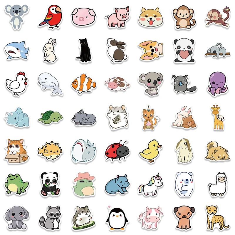 100PCS Mix Cute Anime Animal Stickers Car Motorcycle Travel Luggage Phone Laptop