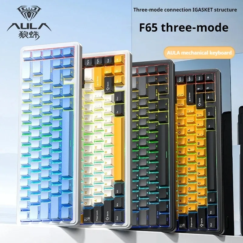 

Aula F65 Mechanical Keyboard Wireless Bluetooth Three Mode Customized Gasket Structure Side Carved Key Cap For E-Sports Gaming