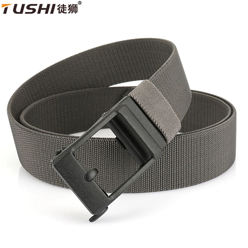 

TUSHI New Golf Sports Elastic Belt Tactical Belt Metal Automatic Buckle Tough Stretch Nylon Men Military Belt Overalls Work Belt