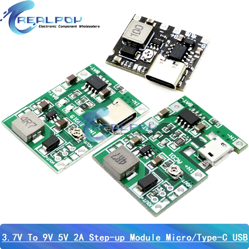 Регулируемый Повышающий Модуль TP4056, 3,7 в, 4,2 в, 9 В, 5 В, 2 А, плата питания для зарядки литий-ионного аккумулятора 18650, Комплект «сделай сам»