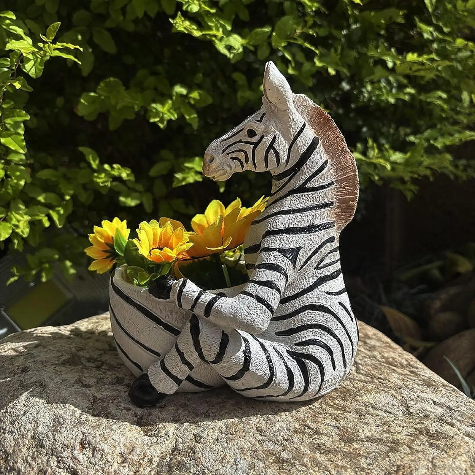 Resin Flower Pot Farm Display Garden Bedroom Desk Cute Animal Zebra Planter