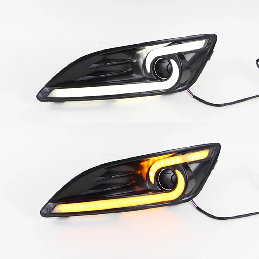 New！ CSCSNL 1 set  For Ford Fiesta 2013 2014 2015 2016 DRL Daytime Running lights daylight car LED with fog lamp cover car-styli