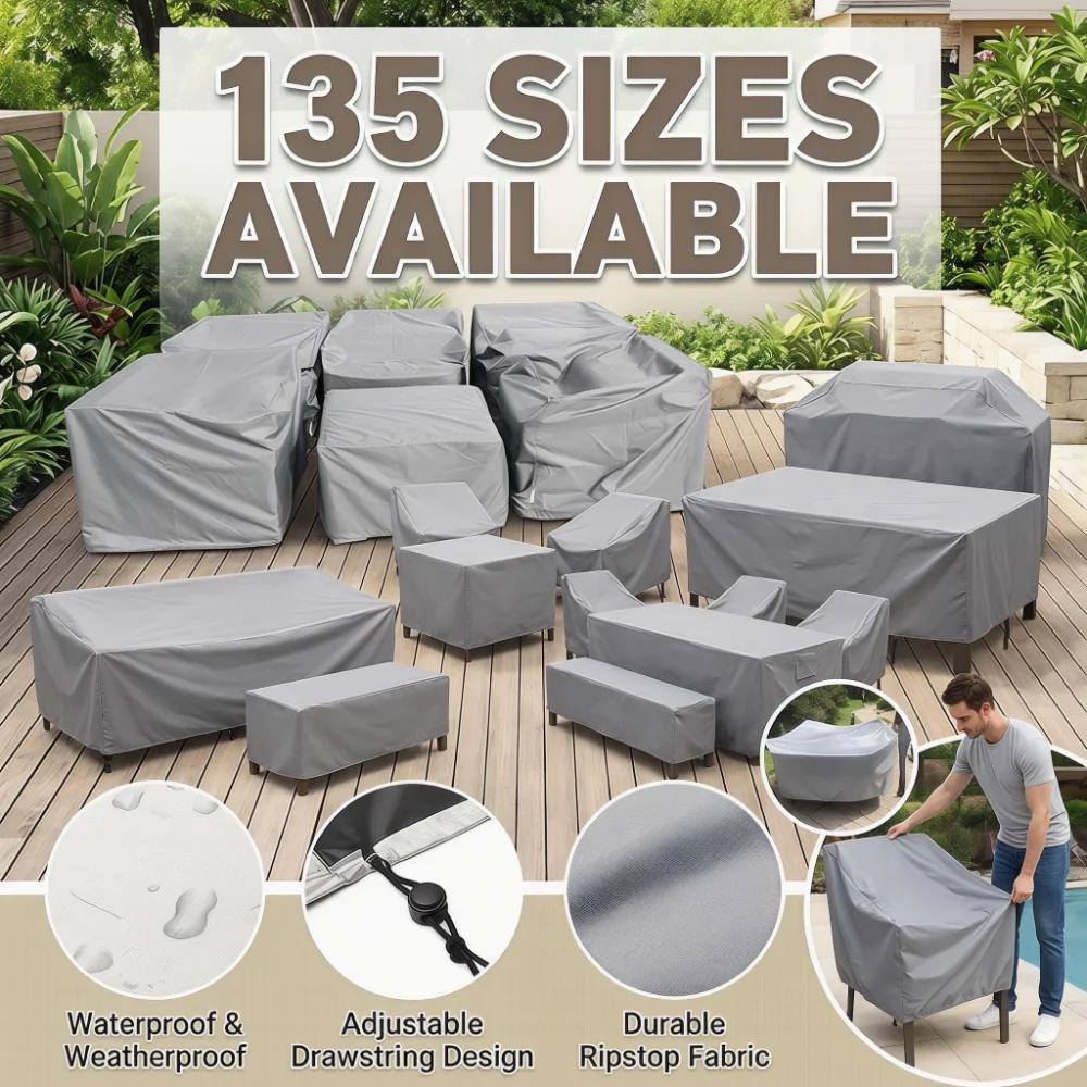 Patio Sofa Cover Waterproof - with Table and Chair Covers Set, All-Weather