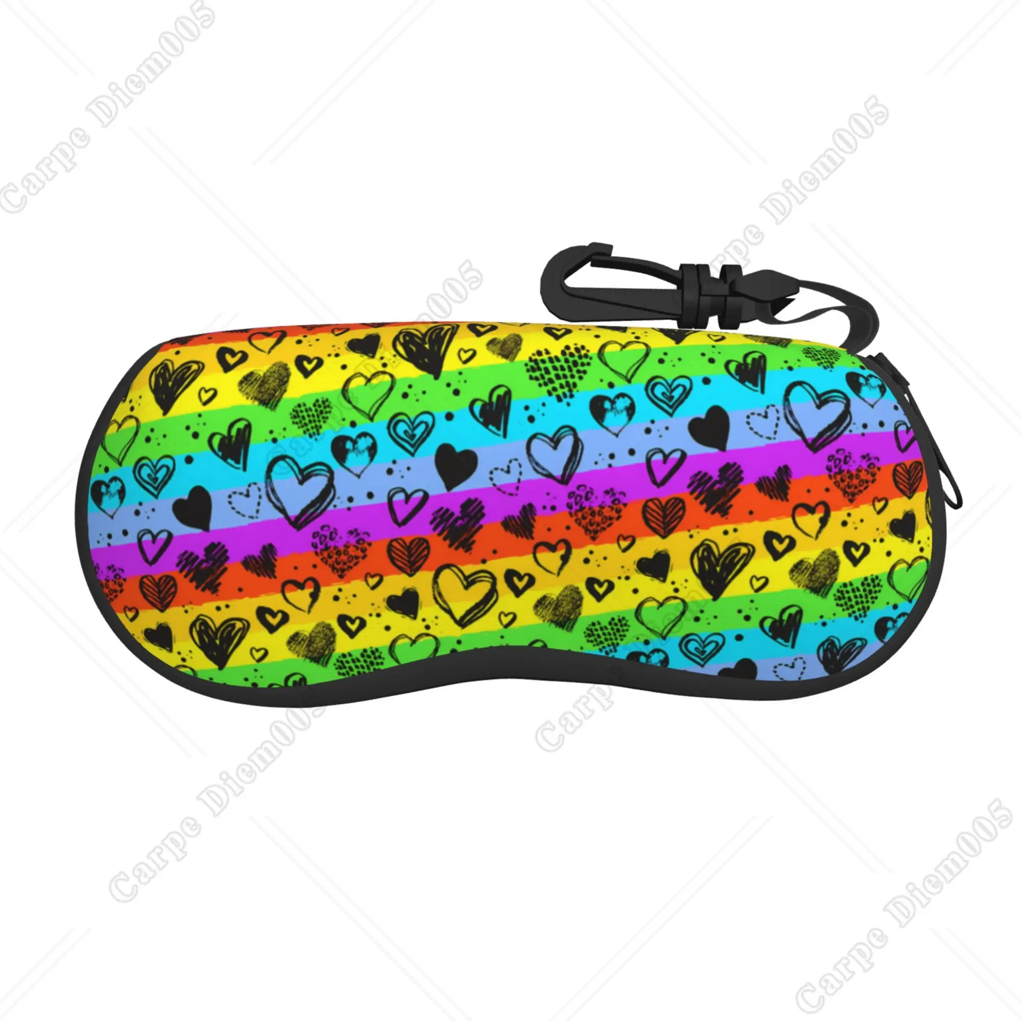 Rainbow Love Sunglasses Cases Glasses Box Soft Glasses Bag for Women Outdoor Travel Accessories Print Portable One Size