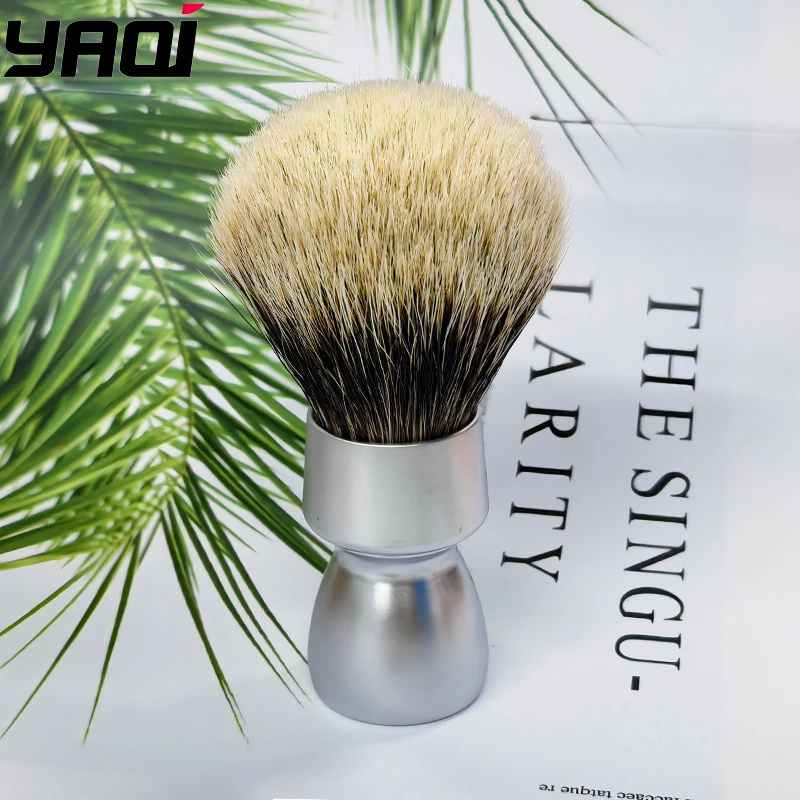 2026-flash-sale-matte-chrome-yaqi-shaving-brush-for-men-best-badger-hair-metal-handle-high-quality