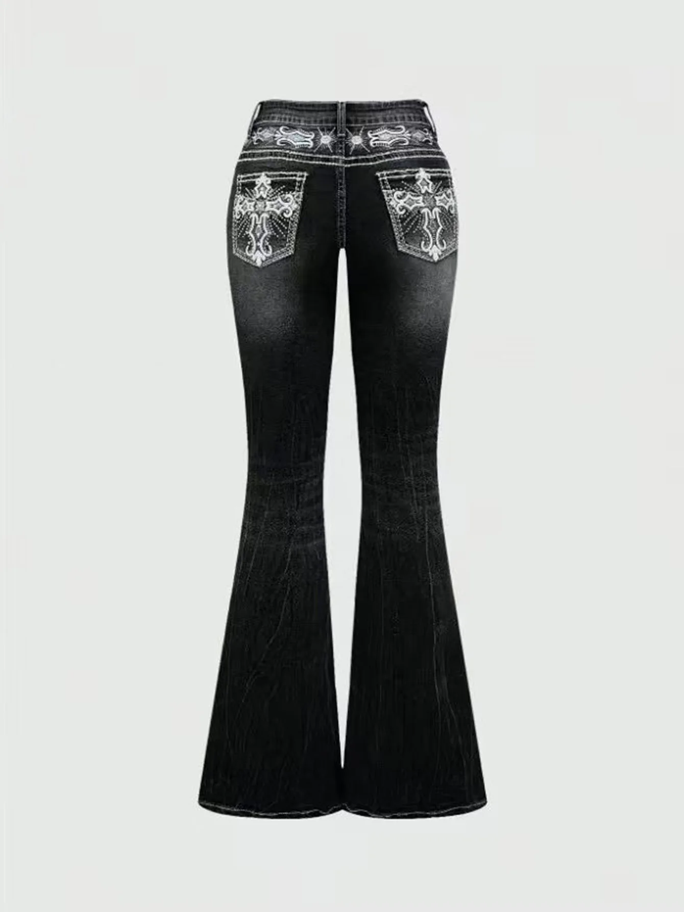 Women's elegant and fashionable Weila jeans, back pocket embroidery design