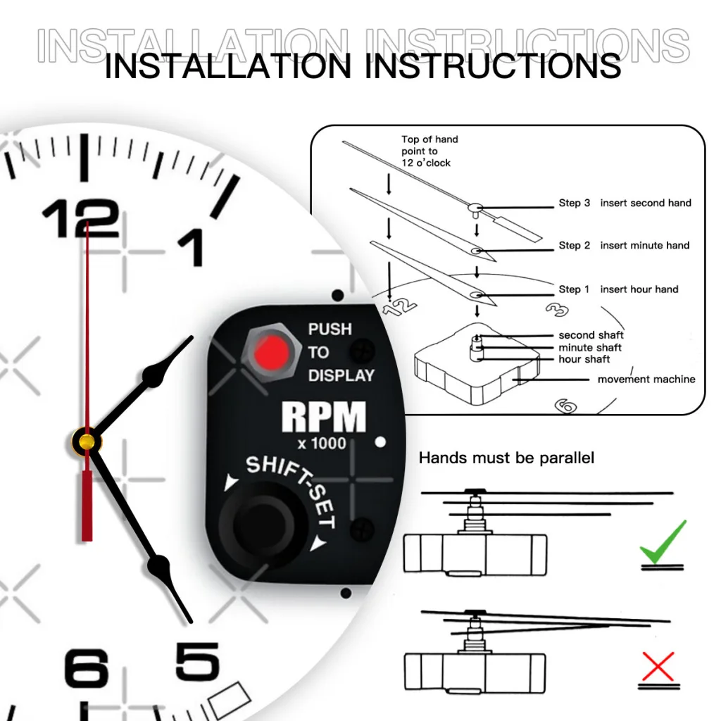 Drag Racing 3D Tachometer Wall Clock for Home, Office, Hotel, Restaurant, School Decoration