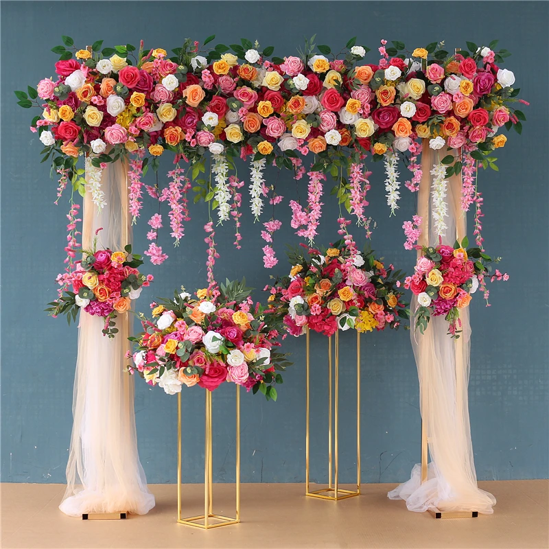 

Wedding Decoration Customized Artificial Flowers Romantic Marriage Backdrop Decoration Flower Row Ball Wall for Arch Stand Decor