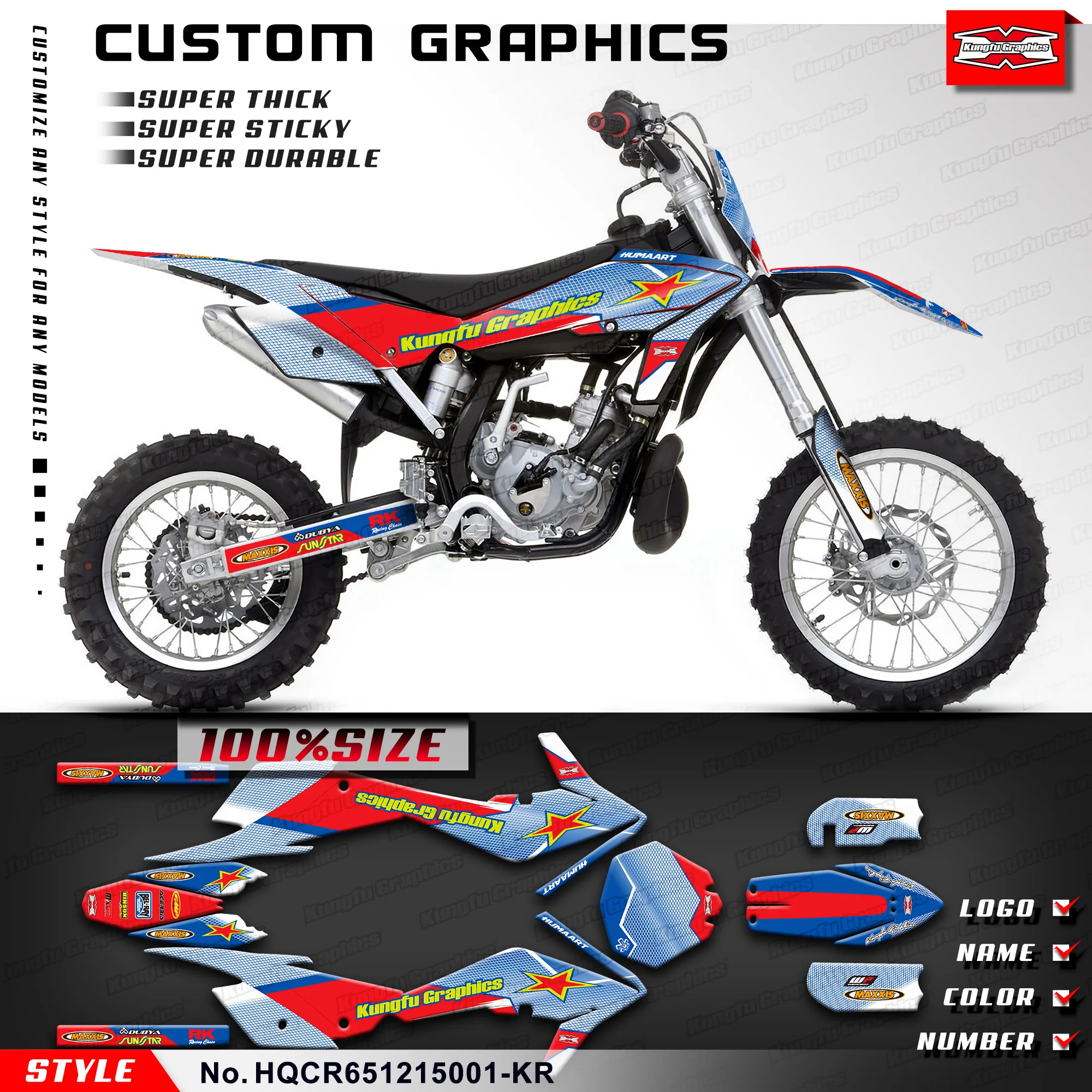 

KUNGFU GRAPHICS Motorcycle Graphics Wrap Sticker for Husqvarna CR65 2012 2013 2014 2015, HQCR651215001-KR