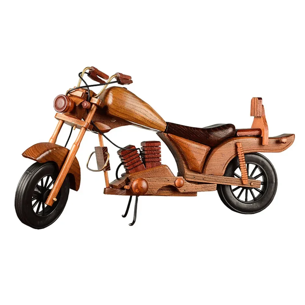 Retro Wooden Motorcycle Decoration Handmade DIY Car Model Home Office Decoration Crafts Collection Children\'s Toys Birthday Gift