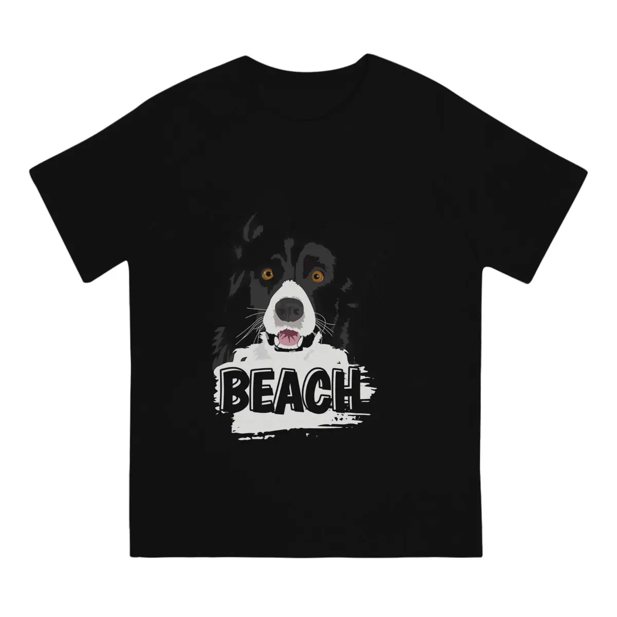 Border Beach Men's T Shirts Collie Dog Fashion Tees Short Sleeve Round Collar T-Shirts Pure Cotton Printed Tops