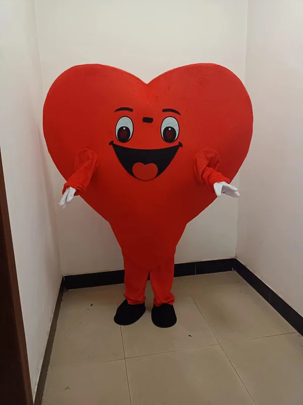 

New Version the happy Red heart Mascot Costume Adult Birthday Party Fancy Dress Halloween Cosplay Outfits Clothing Xmas