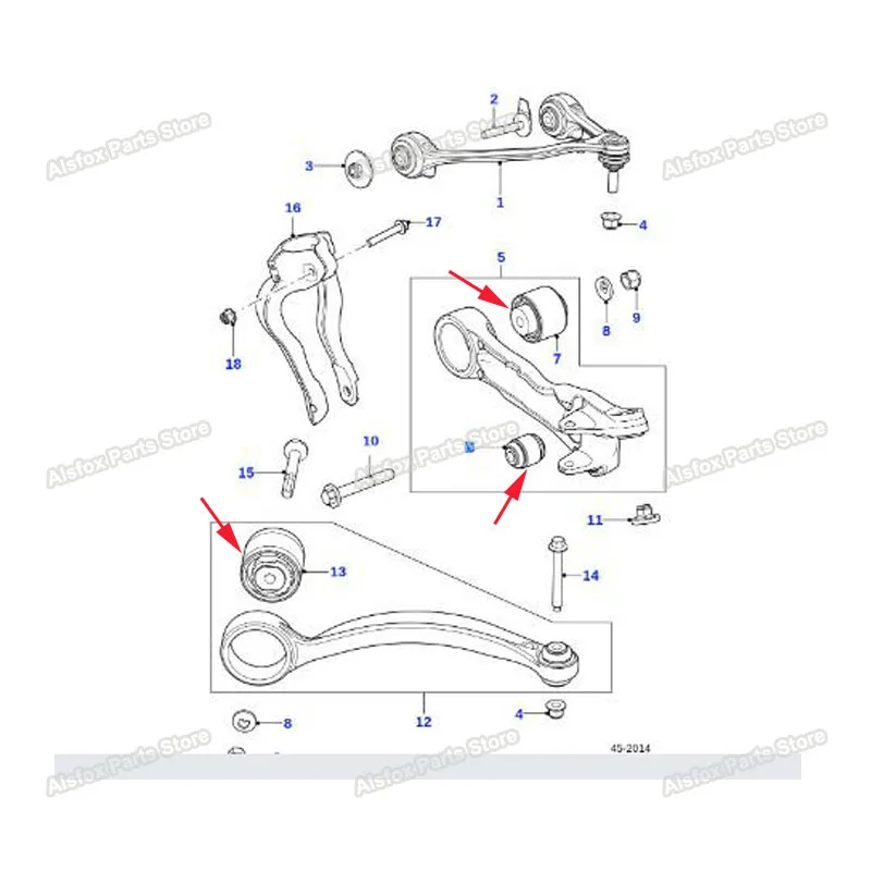 C2D4014 C2D4013 C2D4723 For JAGUAR XJ X351 Front Axle Wishbone Trailing Lower Suspension Control Arm Bushing