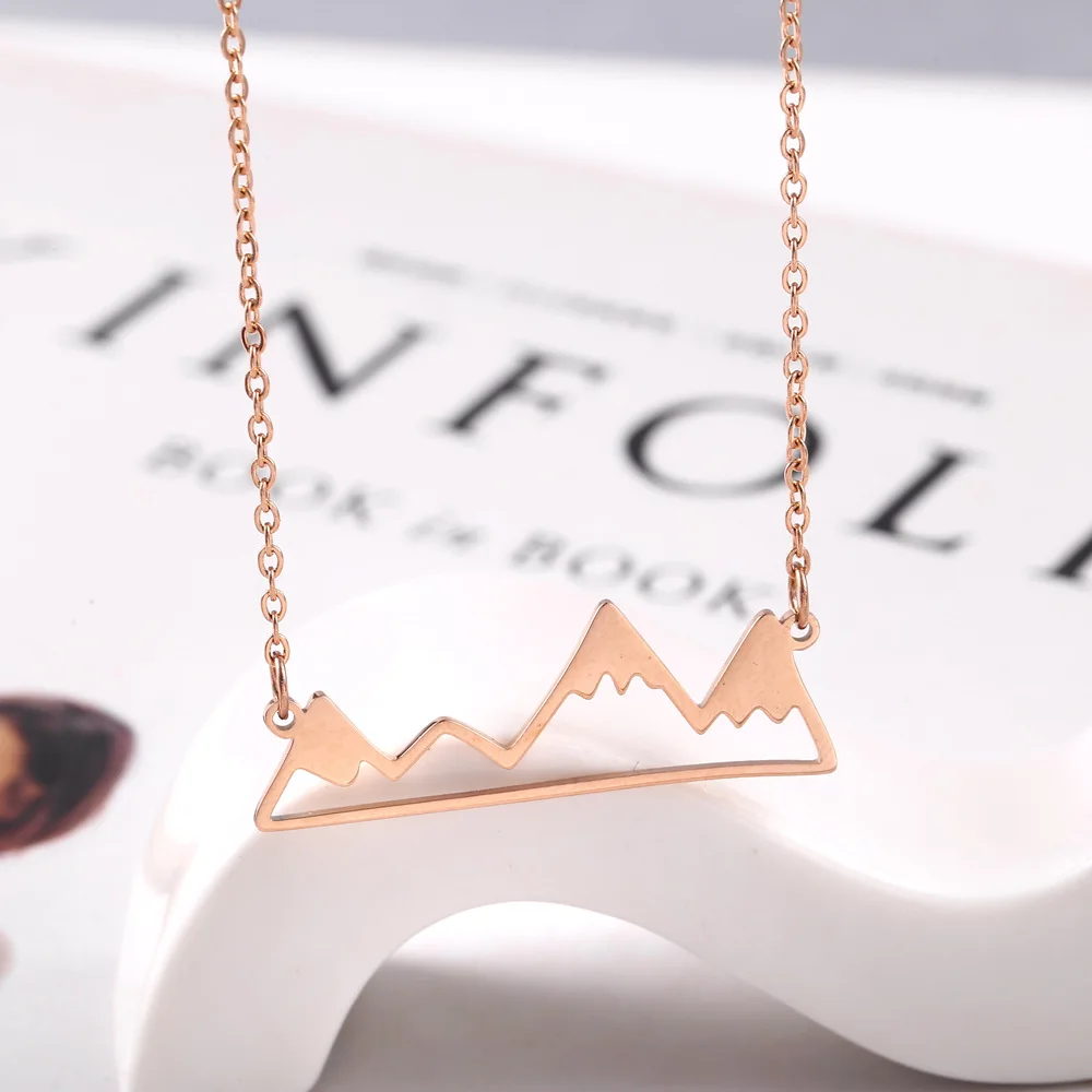 Stainless Steel Minimalist Mountain Peak Pendant Necklace Jewelry Fashion Delicate Jewelry Gift