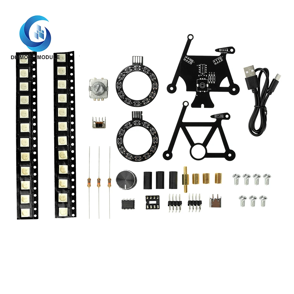 Bicycle Electronic Kit With Rgb Light Knob Contro  Adjustable Color And Speed Control  Electronic Welding DIY Kit Loose Parts