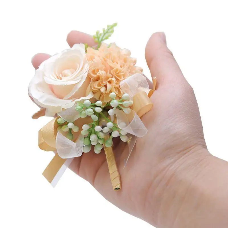 31BB Handmade Bridal Groom Wedding Boutonniere Pin Artificial Rose Fake Ber