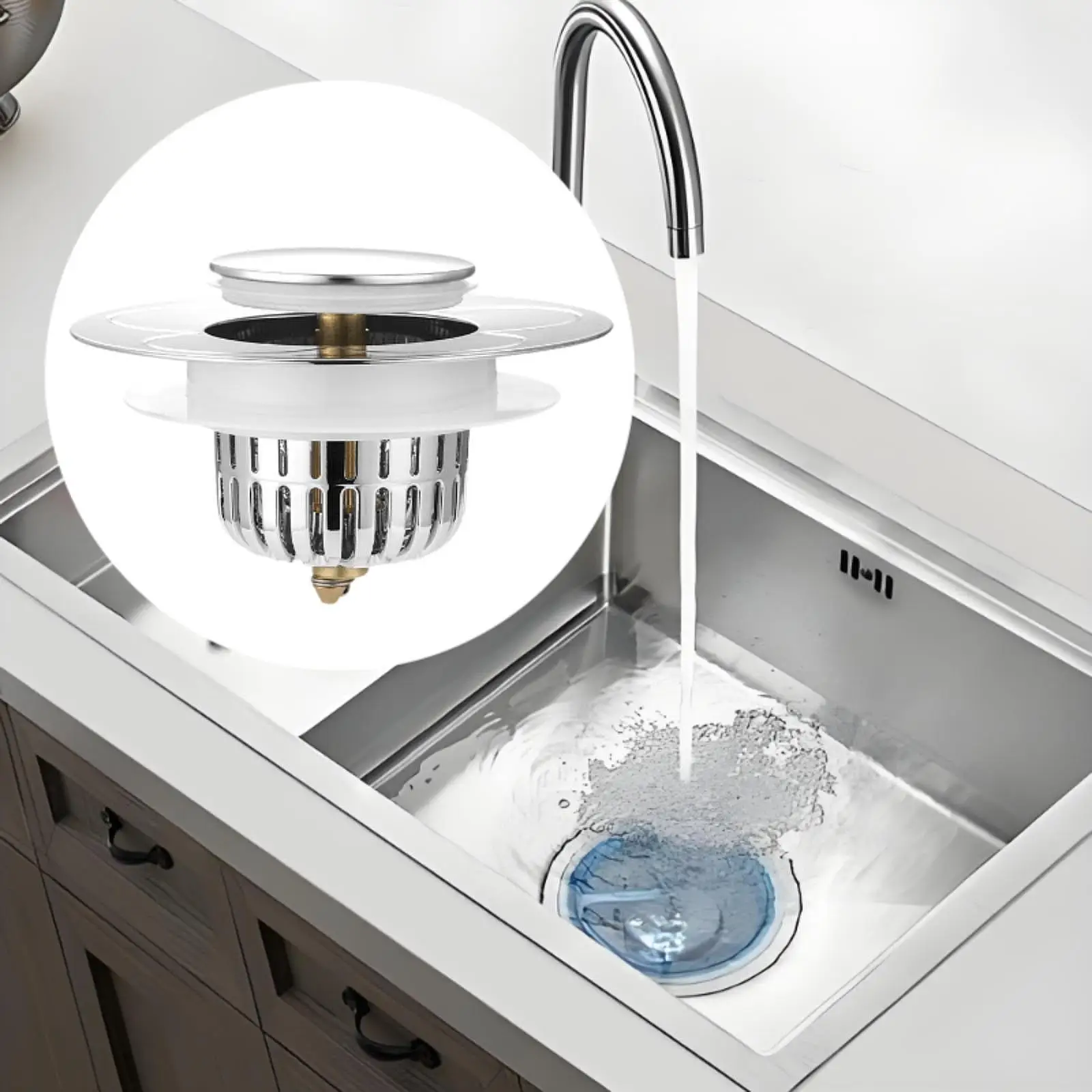 

Сливной фильтр для кухонной раковины, эффективно универсальный, нажимной тип, пробка для слива раковины, сливной фильтр для умывальника