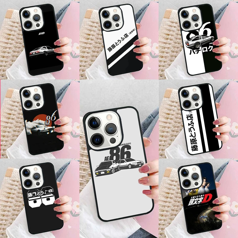 Amine INITIAL D AE86 Car Soft Phone Case Cover for iPhone 16 Promax 15 Pro 13 14 Plus 11 12 Mini XR XS MAX Coque