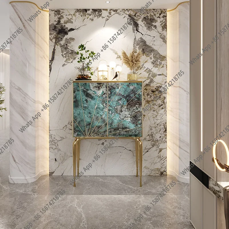 Italian Light Luxury Wine Cabinet Floor-to-ceiling Vertical Luxury Stone Rock Slab Storage Integrated Display Cabinet X46
