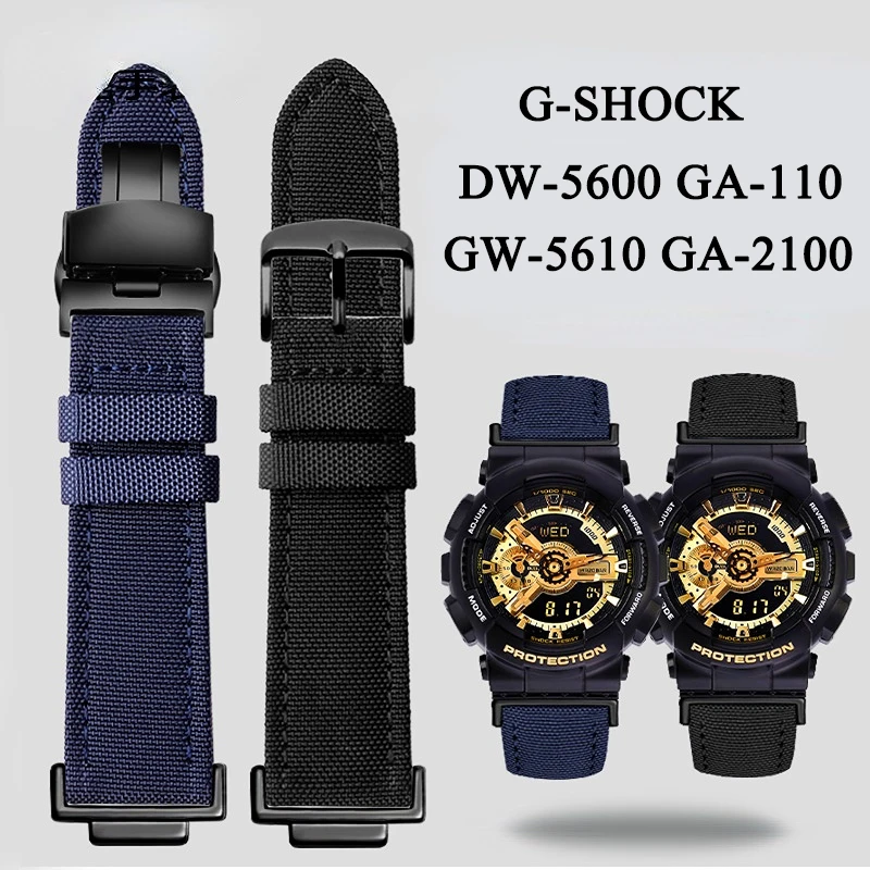 Nylon cowhide Watch Band For Casio G-Shock GA110 GA100/400 GA700 GBA-800 DW5600/G-5600/GW-5610 Replacement strap 16mm Bracelet