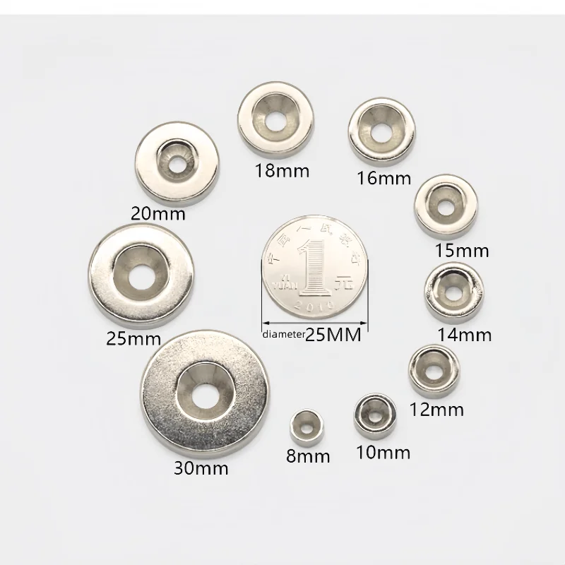 10 pieces  N52 High-strength countersunk hole magent Diameter 25 mm × Thickness  3mm - Hole diameter  5mm