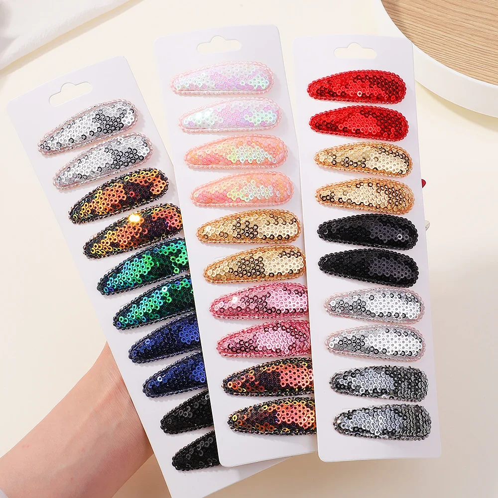 10Pcs/Set Kids Sequins BB Clips Hair Clips for Kids Handmade Hairpins Water Drop Barrettes Headwear Girls Baby Hair Accessories