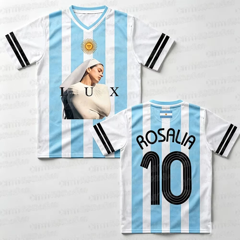 Rosalía LUX Argentin Soccer Jersey Rosalia #10 Football Fans Shirts Breathable Quick Dry V-neck Sportswear Y2K FamilyMatching