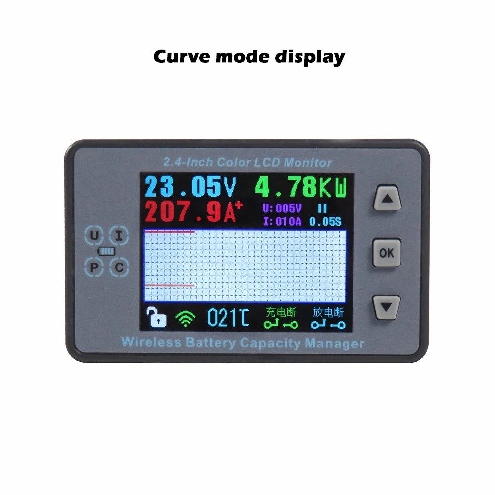 VAC8810F 2,4-calowy bezprzewodowy amperomierz napięcia System zarządzania baterią Temp Coulomb Miernik pojemności 0-120V 300A Kolorowy ekran